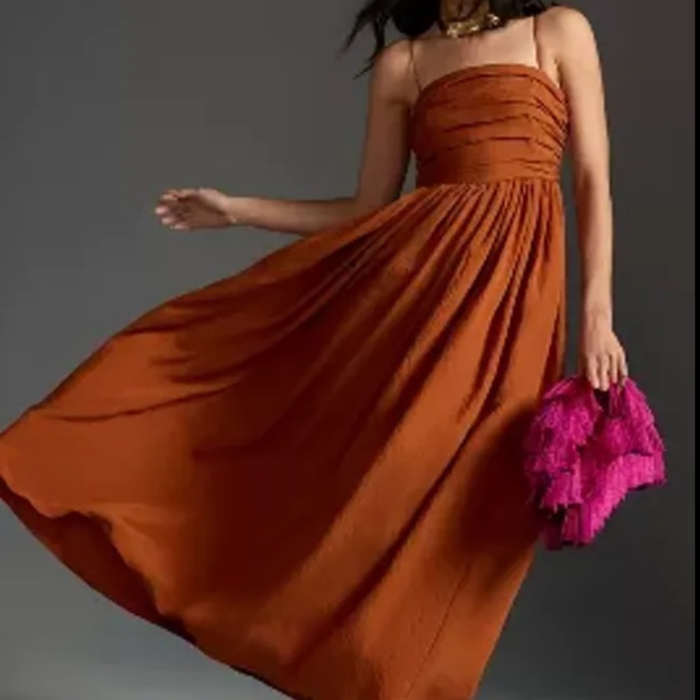 Anthro LORELEI RUCHED-BODICE MIDI DRESS